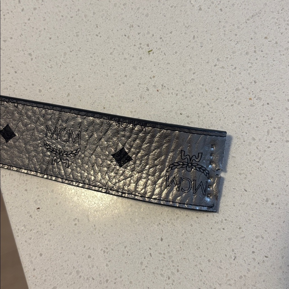 MCM Gray and Silver Men's Belt - Picture 4 of 5
